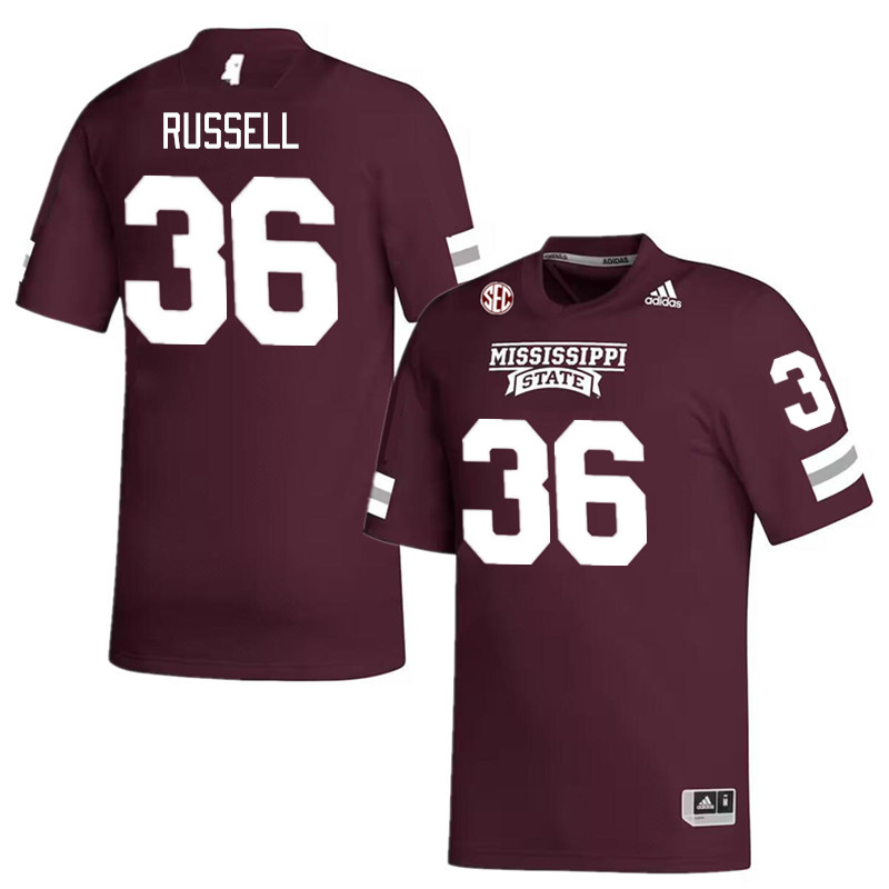 Men #36 Donterry Russell Mississippi State Bulldogs College Football Jerseys Stitched Sale-Maroon